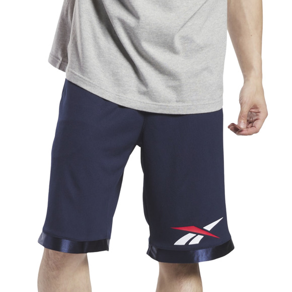 Reebok Men Regular Fit Logo Print Mesh Basketball Shorts Navy Size 2XL - Picture 1 of 2